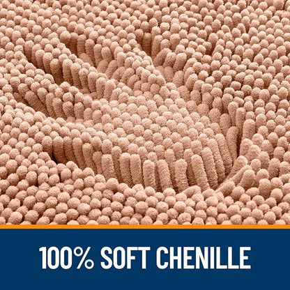 OLANLY Large Bathroom Rugs 50x30, Extra Soft Absorbent Chenille Bath Rugs, Rubber Backing Quick Dry, Machine Washable Bath Mats for Bathroom Floor, Tub and Shower, Home Decor Accessories, Peach