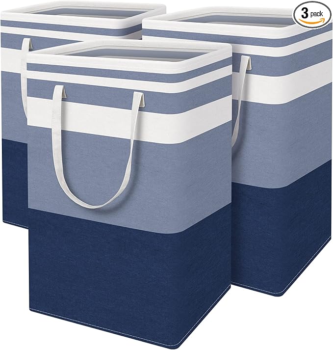 BlissTotes 3-Pack Laundry Basket, Freestanding＆Waterproof Laundry Hamper
