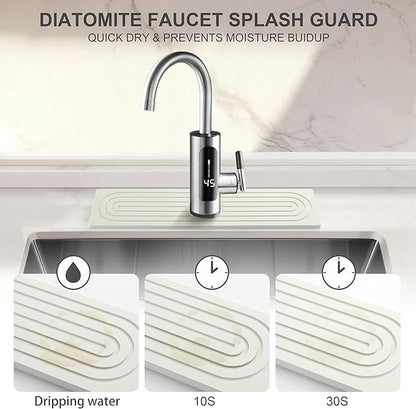 Faucet Mat for Kitchen Sink, Diatomite Fast Drying Stone Sink Tray, Super
