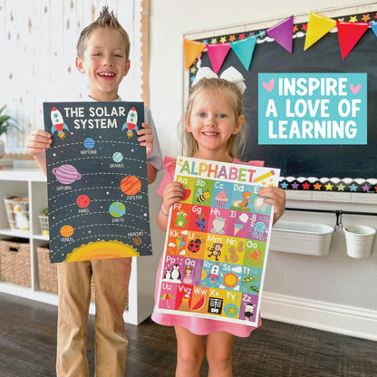 Hadley Designs 16 Educational Posters for Classroom Must Haves - Laminated Pre-K Posters for Toddler Homeschool Essentials, Toddler & Preschool Learning Activities, Kindergarten Classroom Decor