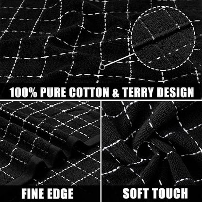 Mordimy 100% Cotton Terry Cloth Dish Cloths, Soft and Absorbent Checkered Dish