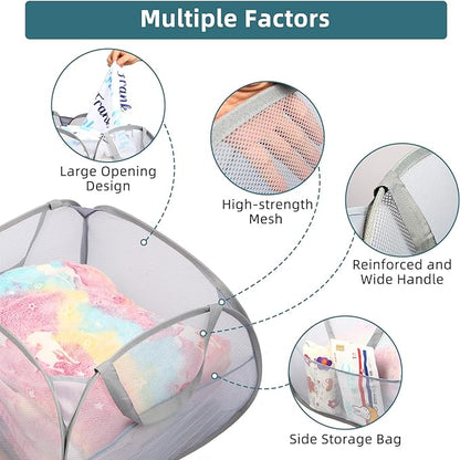 Collapsible Laundry Baskets, 90L Large Foldable Laundry Basket, Durable Mesh