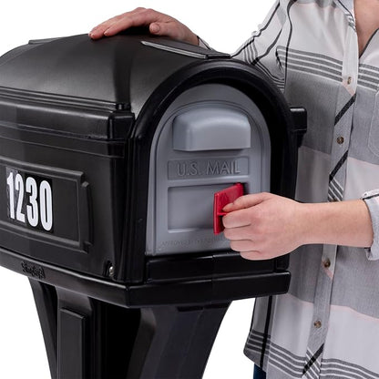 Simplay3 Classic Plastic Residential Mailbox & Post Mount Combo Kit with 2 Access Doors - Black