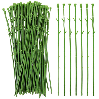 LIOOBO 100Pcs Floral Wire Stem Artificial Rose Flower Stems Plastic Fake Flower Decor for DIY Craft Bouquets Wreaths Wedding Arrangement Room Home Restaurant Party Valentine's Day Decoration 13-Inch