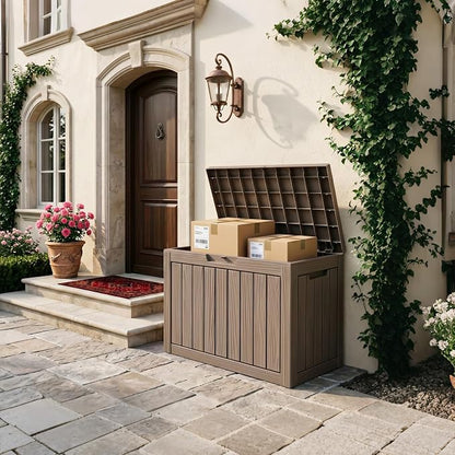 50 Gallon Package Delivery Boxes for Outside, Package Delivery Box with Lockable Secure, Waterproof for Garden, Backyard, Patio & Lawn, Grey