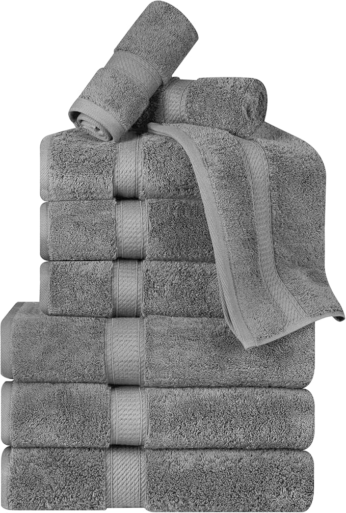 Superior Egyptian Cotton Pile 9 Piece Towel Set, Includes 3 Bath, 3 Hand