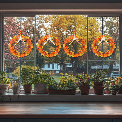Cinrobiye 178 PCS Mini Fall Wreath Decorations Kits DIY Thanksgiving Maple Leaf Wreath for Front Door Autumn Candle Rings Wreaths Crafts for Garden Indoor Art Wall Hanging Wedding Table Home Decors