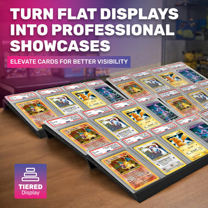 Head Concepts Trading Card Display Risers for Zion Cases - Tiered Display Stand for Zion Cases & Retail Glass - Graded Card Display Stand for MTGG & Sports Cards - 10 Pack - Made in USA
