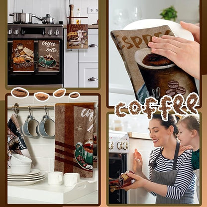 Boyiee Set of 6 Coffee Kitchen Towels Brown Dish Towels 24 x 16 Inches