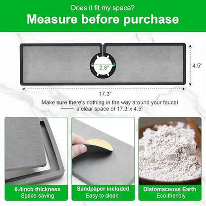 Gosmol Faucet mat for Kitchen Sink, Silicone & Stone Drying Mat for Kitchen Sink