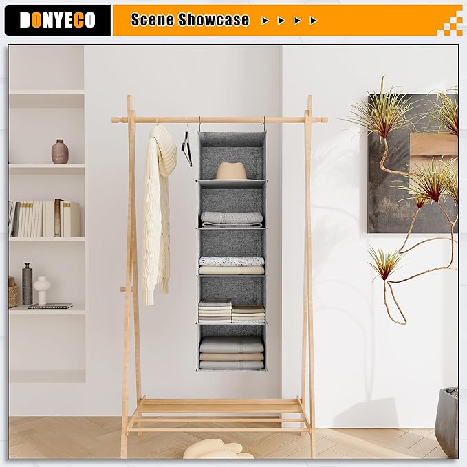 5-Shelf Hanging Storage Closet Organizer, Linen Rv Storage and Organization