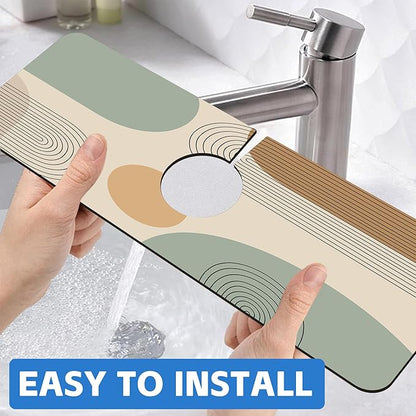 Abstract Minimalistic Geometric Kitchen Sink Splash Guard Mat Absorbent Fast