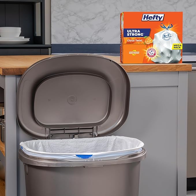 Hefty Ultra Strong Tall Kitchen Trash Bags, Citrus Twist Scent, 13 Gallon