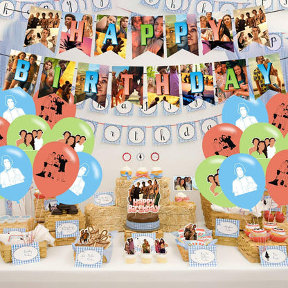 Birthday Party Supplies,Outer Balloons Decorations for Banks Party Happy Birthday Balloons, Cupcake Toppers, Cake Toppers