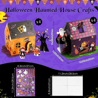 Shappy 8 Set Halloween Haunted House Craft Kit - Make Your Own Haunted House, DIY Halloween Stickers for Kids & Classroom Favors