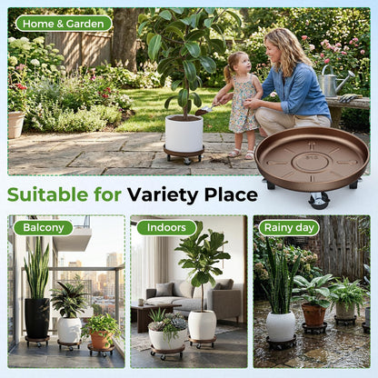 Parsagi Plant Saucer 12" Rolling Plant Caddy Rolling Plant Stand with Wheels – Heavy Duty Metal, Locking, Sturdy, Rust-Resistant Finish, and Easy to Move, 310 lb Capacity, 2 Pack