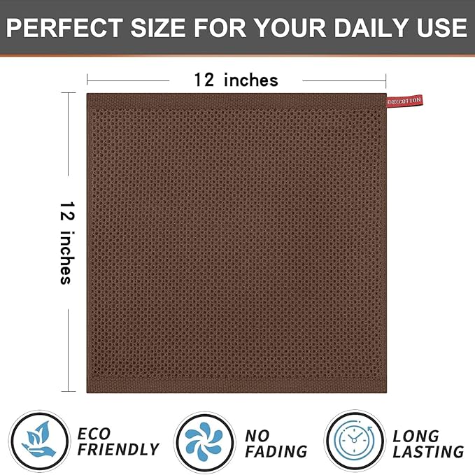 Kitinjoy 100% Cotton Kitchen Dish Cloths, 6 Pack Waffle Weave Ultra Soft