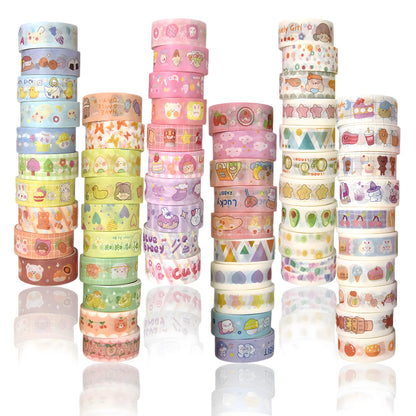 Sifaolp 60 Rolls Washi Tape Set, 15mm Wide Cute Sytle Washi Stickers, for Junk Journal Scrapbook Tape, Bullet Journaling Scrapbooking Supplies, Planner Sticker DIY Craft DéCor