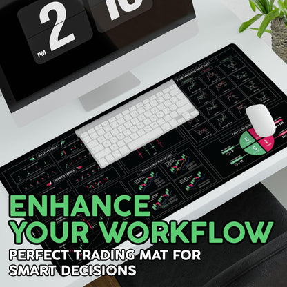 Stock Trader Desk Mat – Extra Large Trading Deskpad with Candlestick Chart Patterns, Premium Stock Market Mouse Pad for Traders, Trading Chart Patterns for Day Trader Accessories 31.5" x 15.75"