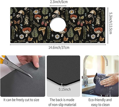 Absorbent Splash Guard Mat for Kitchen Sink, 15×5.5 Inch Cute Fast Drying Drip