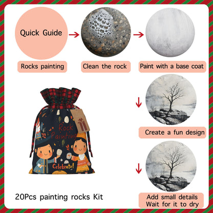 20PCS Flat Smooth River Rocks for Painting, Crafts, 2-3 inches, Kindness Stones Rocks Pebbles for Art Crafts, Party, Activity, Classroom, Holidays