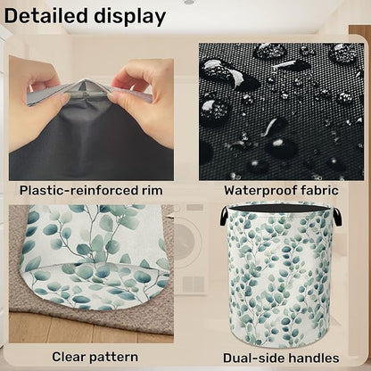 Sage Green Plant Large Clothes Hamper Bag
