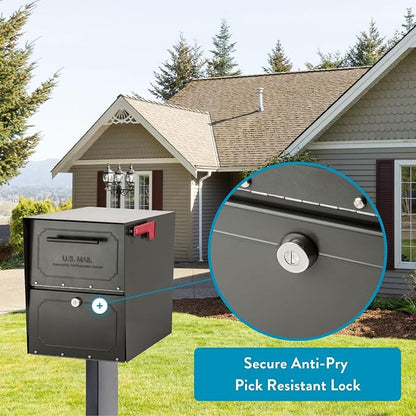 Architectural Mailboxes 6200Z-10 Oasis Classic Locking Post Mount Mailbox, 18"D x 11.5"W x 14"H ,Graphite Bronze
