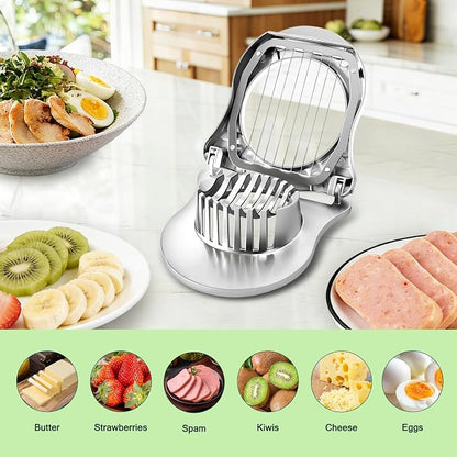 Egg Slicer with Zinc Alloy and Stainless Steel Wires, Hard Boiled Egg Cutter for Salads and Sandwiches