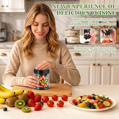 Mini Fruit Slicer Cup with Stainless Steel Blades, Strawberry Slicer & Grape Cutter, Push Type Fruit Cutter for Banana,Tomato,Blueberry & Egg,Reusable Fruit Chopper Kitchen Gadget,Quick Easy Slicing