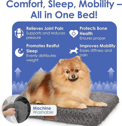 American Kennel Club Orthopedic Memory Foam Dog Crate Mat, Egg Crate Foam Cushion, Washable Cover, Non-Slip Base, Eases Joint Pain, Breathable, Durable, 24x19, Gray