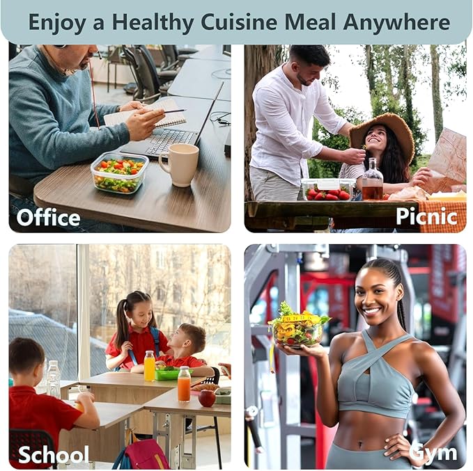 12 Pack Glass Lunch Meal Prep Containers