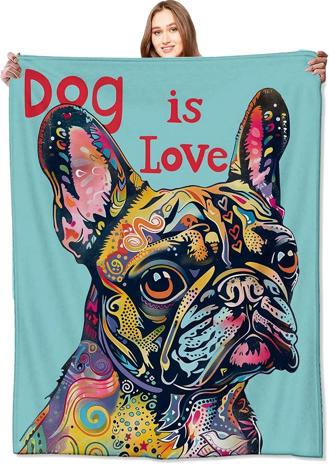 French Bulldog Blanket Pop Art Dog Throw Blankets,Birthday Gifts for Kids Adult Women & Pet Lovers,Lightweight Soft Fleece,for Sofa Couch Bed Room Farmhouse Art Decor 60x80in