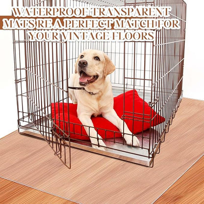 Cinnvoice Under Dog Crate Mat PVC Under Cage Mat Pet Floor Protector 48 x 48 Inch Waterproof Bird Cage Liner Washable Dog Kennel Puppy Pee Training Water Resistant Pad to Protect Floors, Clear