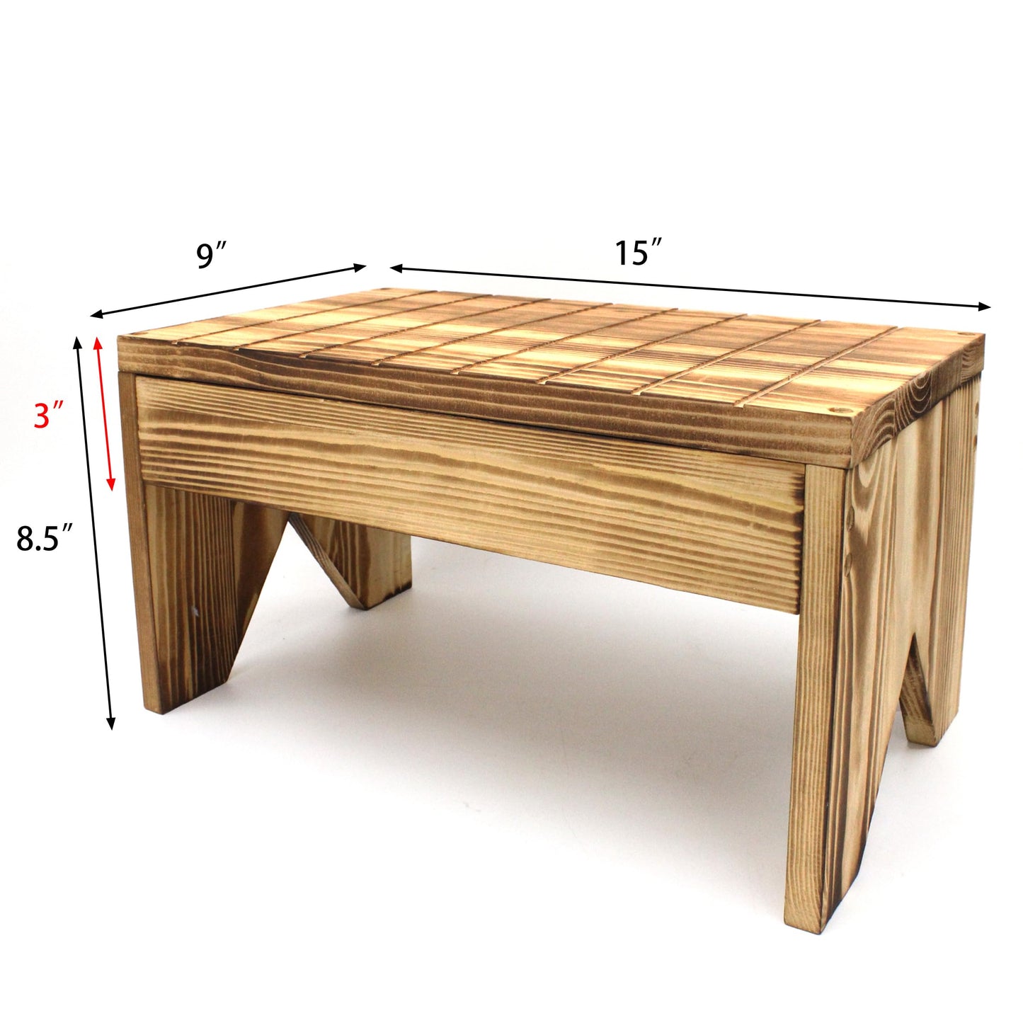 ZNCO Wooden Step Stool, Rustic Pine Wood Kitchen Bedside Stool, Ultra-Sturdy Construction for High Beds, Adult Wood Step Stool, Vintage Firewood Design, Attractive and Easy Assembly