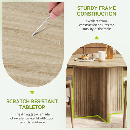LITTLE TREE Round Dining Table for 4-6 People, Modern Wooden Kitchen Table with Pedestal Base, Small Dinner Table for Dining Room, Kitchen, Living Room