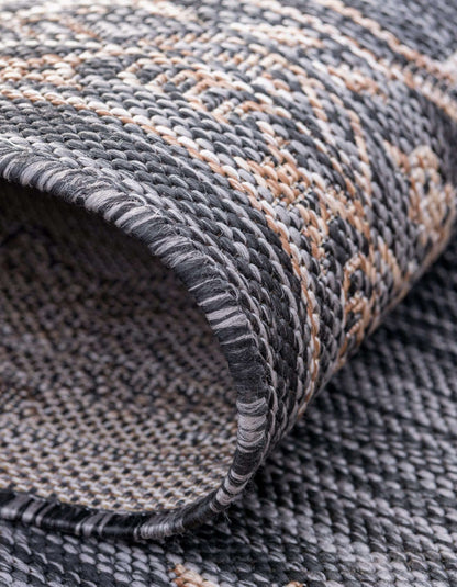 Unique Loom Outdoor Traditional Collection Area Rug - Antique (Square 13' 0" x 13' 0", Charcoal Gray/Natural)