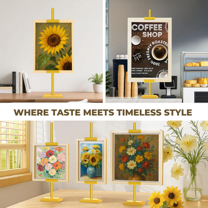 EraYues Adjustable Tabletop Easel Stand for Frames up to 29" H - Heavy-Duty Picture Frame Stand for Display, Canvas & Art, Premium Metal Gold