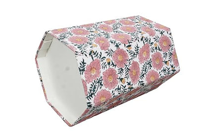 3.3 Gallon Cotton Hand Block Printed Paper Waste Basket |Small Decorative Trash Can for Housewarming Gifts in Living Room, Bedroom, Bathroom | Eco-Friendly, Plastic-Free (1, Green Pink Sun FLOWAR)