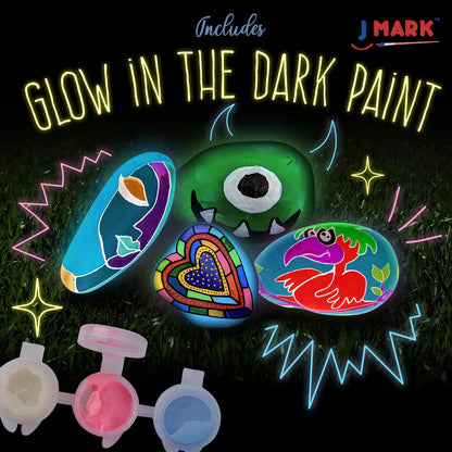 J MARK Premium Rock Painting Kit - Acrylic Paint Pens for Rock Painting, Glow in the Dark and More