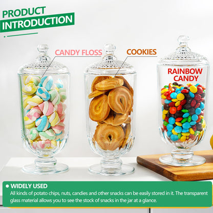 2 Pack 24oz Clear Glass Candy Jars with Lids Glass Decorative Storage Jar for Candy Buffet, Wedding Favors, Baby Shower, Party Decor, DIY Crafts