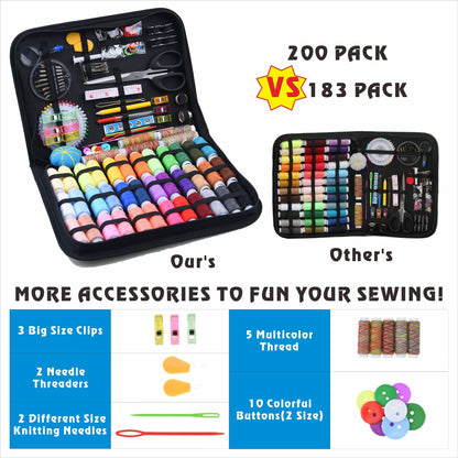 INSCRAFT Sewing Kit, 200 Premium Sewing Supplies, 41 XL Thread Spools, Suitable for Traveller, Adults, Beginner, Emergency, DIY and Home by INSCRAFT