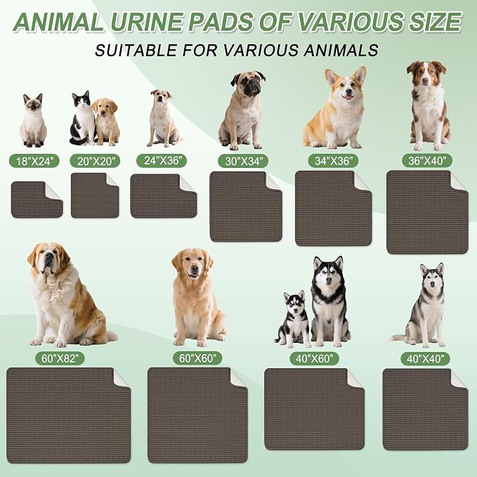 Washable Pee Pads for Dogs, Reusable Puppy Pads Dog Pads, Non-Slip Dog Pee Pads, Leak-Proof Pet Pee Pads Wee Wee Pads for Dogs. (Coffee, 18"x24"(Pack of 2))
