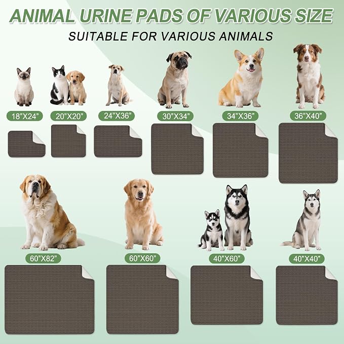 Washable Pee Pads for Dogs, 2 Pack Reusable Puppy Pads Dog Pads, Non-Slip Dog Pee Pads, Leakproof Pet Pee Pads Wee Wee Pads for Dogs. (Coffee, 36"x40"(Pack of 2))