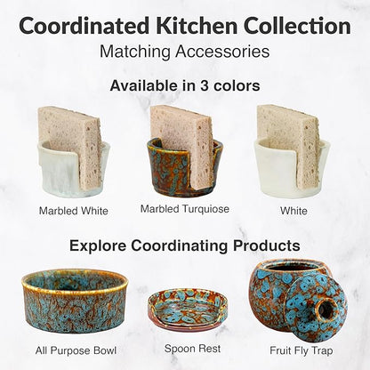 Elevated Lifestyle Ceramic Sponge Holder – Sink Caddy Organizer, Decorative