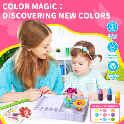whatstem Creative Color-Changing Paper Flower Kit for Kids – DIY Flower Marking Kit Toys, Art & Science Craft Gift for Ages 6 7 8 9 10 11 12