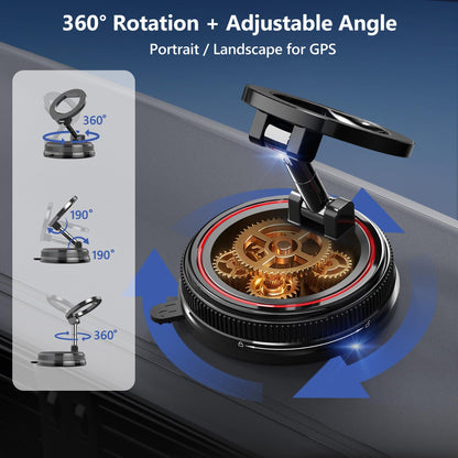 NotiXas Car Phone Holder Mount, 108LBS Vacuum Suction for MagSafe Car Mount, 3000gf Magnetic 360° Adjustable Carbon Fiber Phone Holders for Your Car for iPhone 17 Pro Ma/17/16/15/14/13/12, Desk & Gym