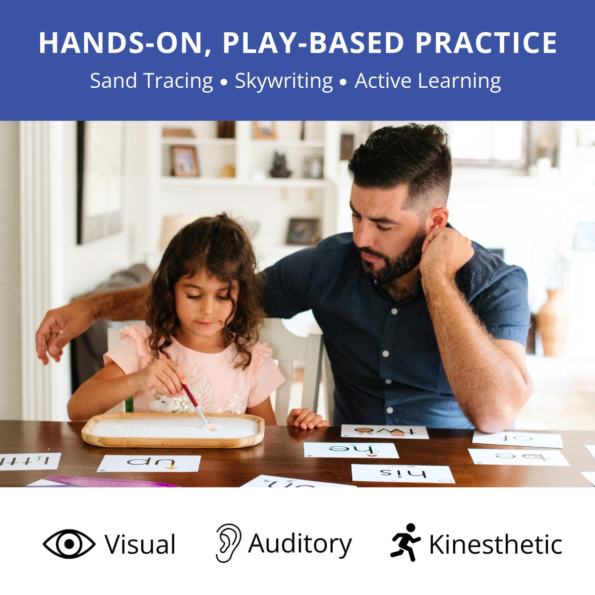 Eyewords Sight Word & Phonics Flash Cards, Set 1 (High-Frequency Words 1-50) - Kinesthetic Learning, Picture-Embedded - Pre-K to Grade 3 - Homeschool & Classroom use - Model EW-22