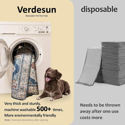 Washable Pee Pads for Dogs, Reusable Puppy Potty Training Pads, Ultra-Absorbent Thick Waterproof Leak-Proof Non-Slip Pads & Mat for Crate, Playpen, Floor, Whelping & Housebreaking , 2 Pack 24"x36"