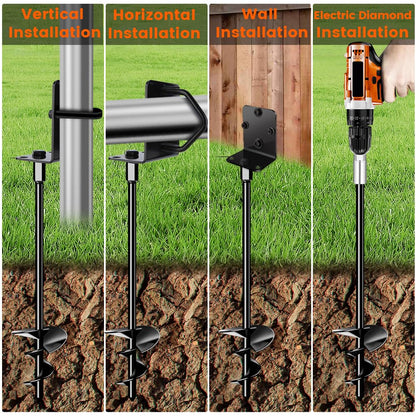 Ground Anchors Shed Anchors 14" Set of 2 Trampoline Stakes Screw in Heavy Duty Mobile Home - Storage Shed Anchor Kit - Playset Swing Anchors - Stakes for Fence,Carport,Garden (Black, 2 x 14in)