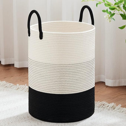 VIPOSCO Large Laundry Hamper, Tall Woven Rope Storage Basket
